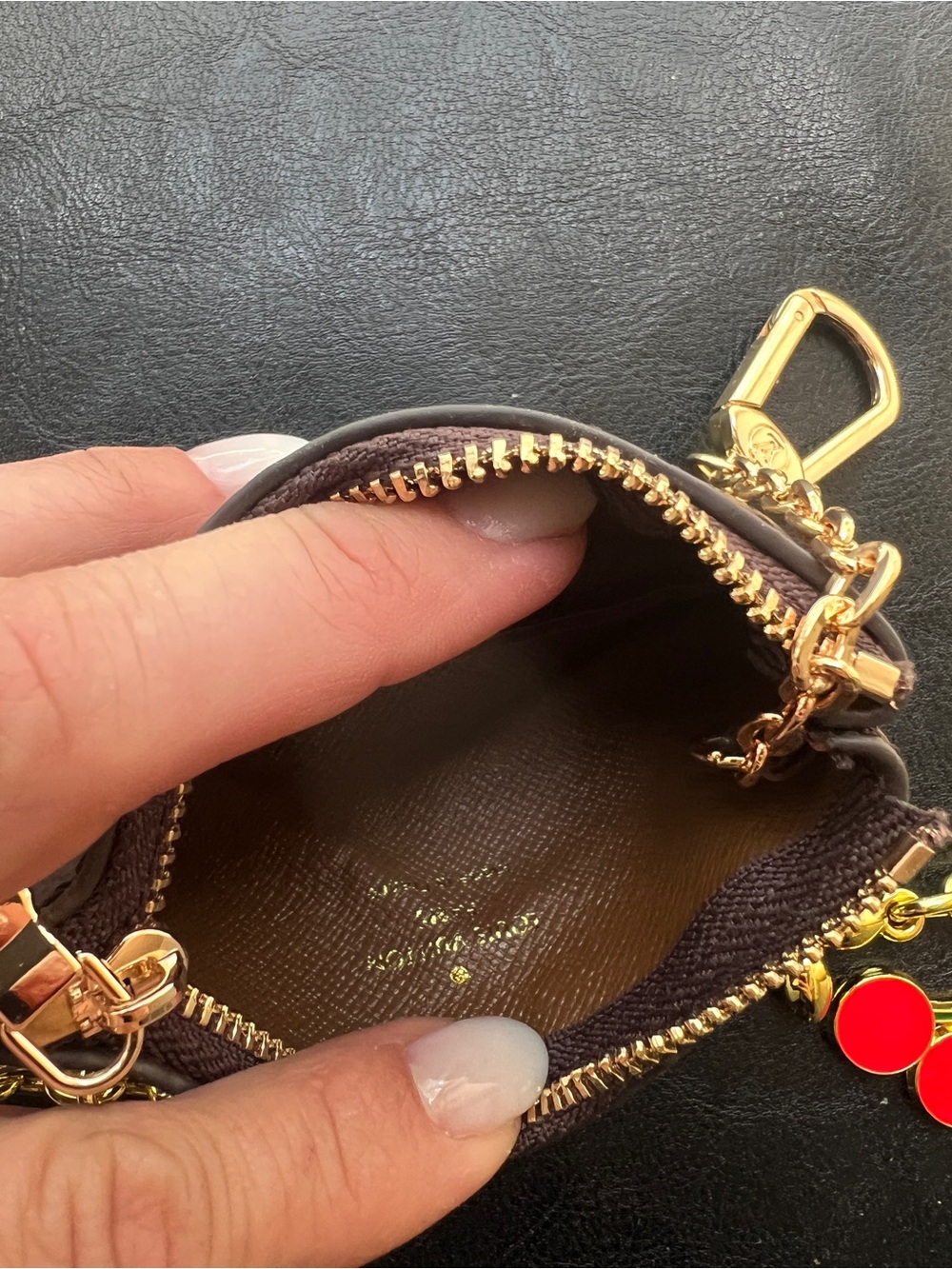 Mini pouch with chain and Gold Cherry Bag Chain - Picture 2 of 2